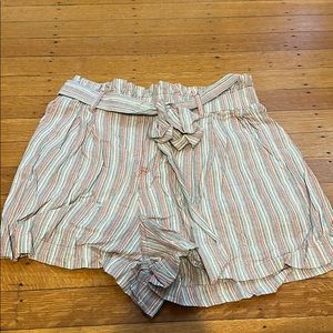 American Eagle striped paper bag shorts